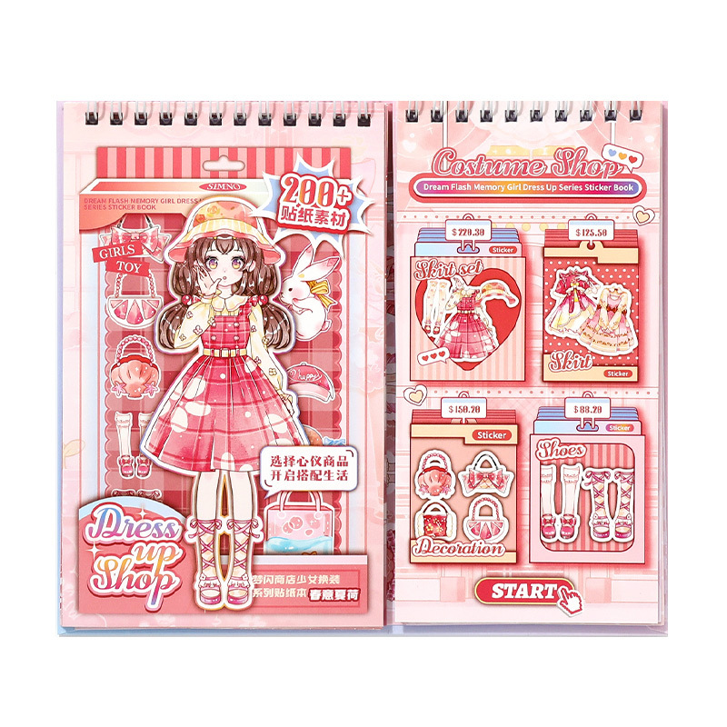 Xinmo Girl dress-up Stickers, cute and dreamy store scene, coil dress-up sticker book, DIY planner stickers Item Picture