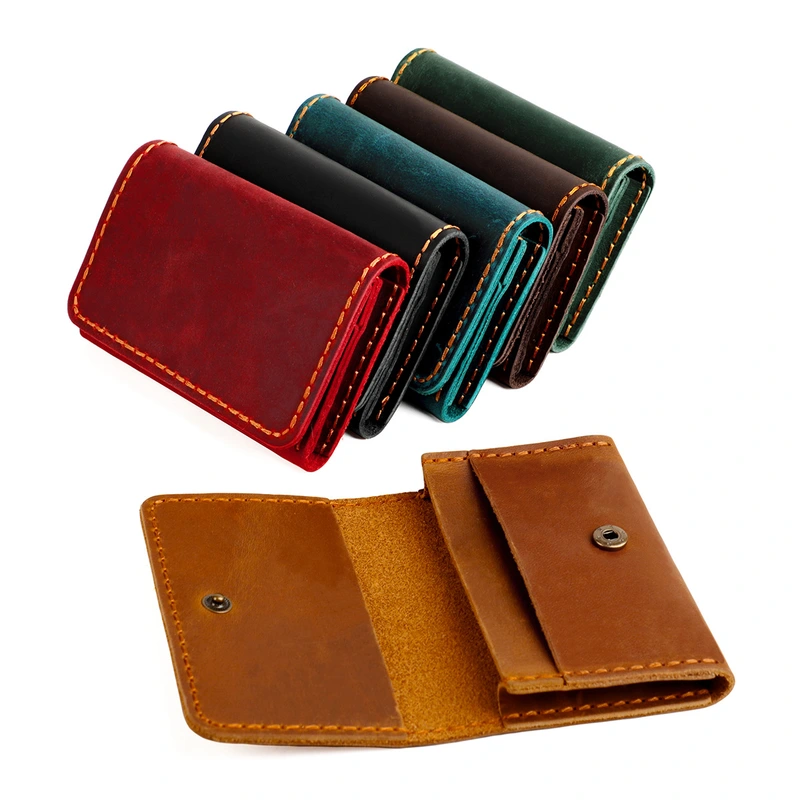 Color Crazy Horse Pickup Bag Women's Purse Credit Card Bank Card Cover Leather Coin Purse Vintage Name Card Holder