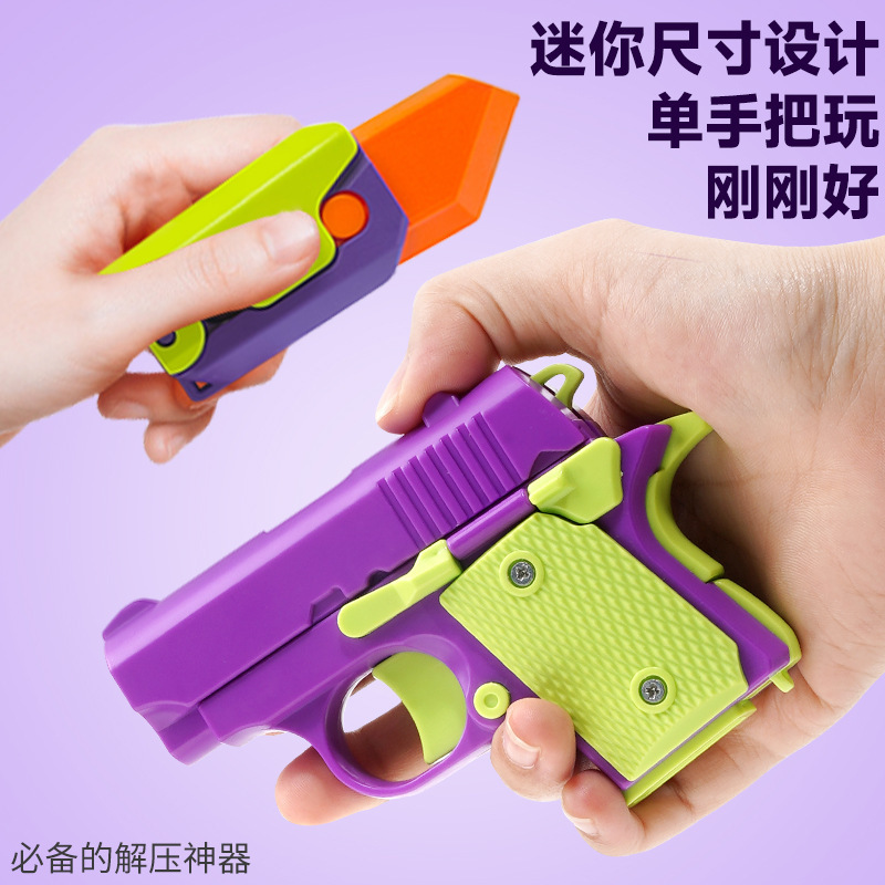 Douyin's popular online hit toy set: Creative stress-relieving 3d gravity radish knife, radish gun and sword, wholesale stall, night market pineapple toys Application Scenario