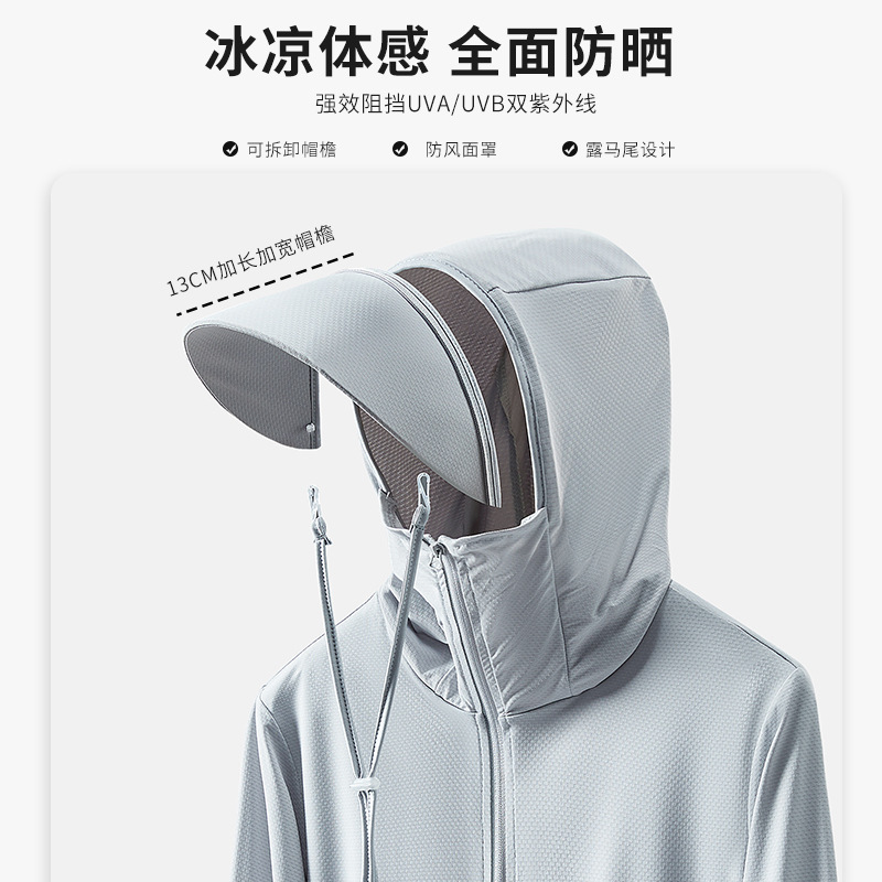 A Banana With Ice Silk Summer Sun Protection Clothes Female Uv-Proof Upf50+ Breathable Hat Can Be Detachable Sun-Protective Clothing Male Specification drawing