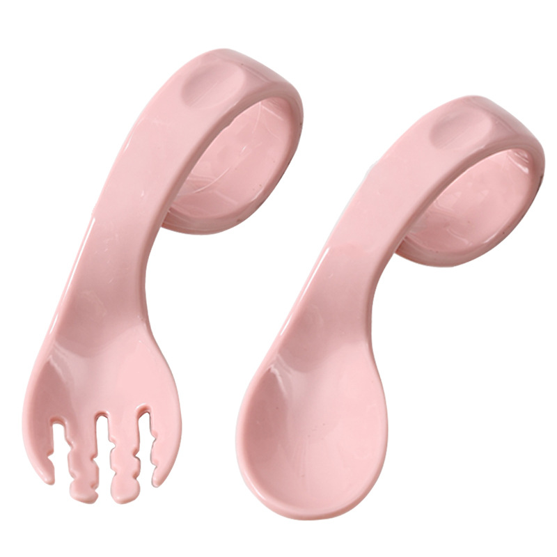 Baby Training Spoon Curved Fork Spoon Set Curved Spoon Children's Cutlery Storage Box Baby Self-Feeding Auxiliary Spoon Item Picture