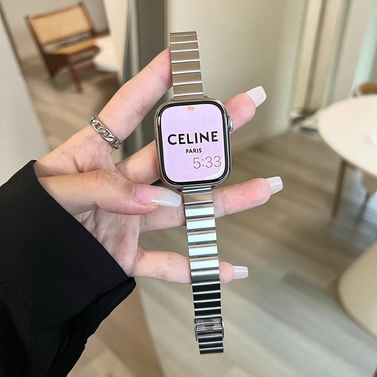 iwatch表带S10女高级感适用applewatch苹果手表98代76SE5金属钢带