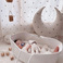 ins北欧风婴儿手提篮 便携式纯棉编织婴儿睡篮 可折叠手提婴儿床图