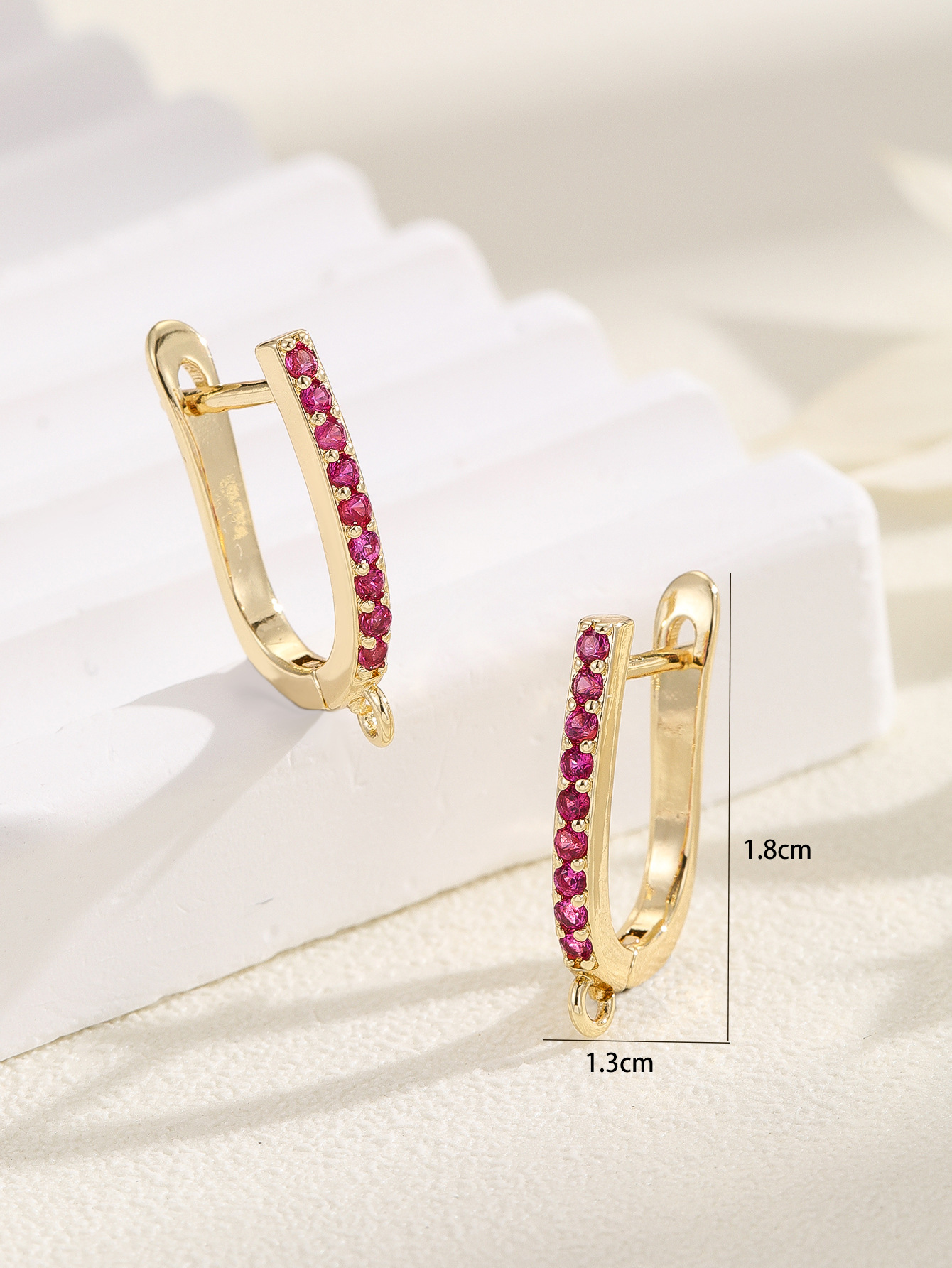 Amazon's popular and fashionable colored zircon ear buckles with micro-inlaid geometric ear rings, cross-border style, simple and individual earrings details Picture