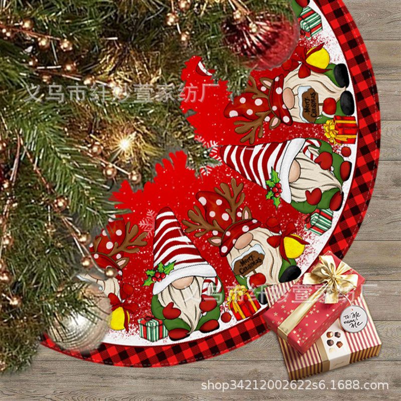 Christmas tree skirt festival Amazon Christmas holiday decorations hot-selling cartoon digital printing props Snowman picture tree skirt details Picture