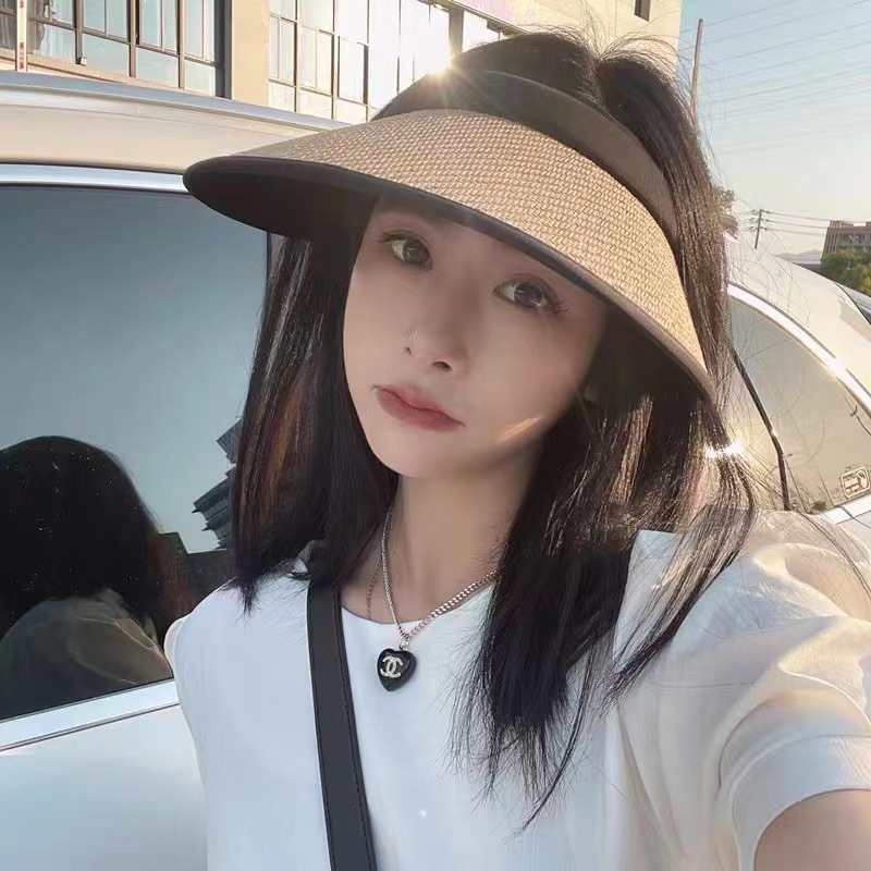 Summer Ins Sunshade Vinyl Hat Korean Version Empty Top Sunscreen Hat Net Red Big Eaves Straw Hat Fashion Headband Sun Hat Application Scenario