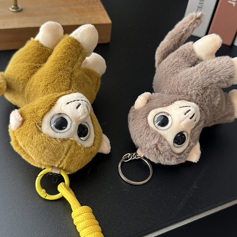 Cute little monkey plush pendant, girls' bag, keychain, claw machine doll, golden monkey schoolbag pendant Specification image
