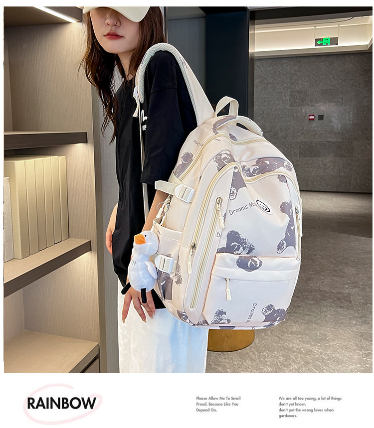 高中初中生小学生书包女日系大容量背包韩版ins复古简约双肩包男详情26