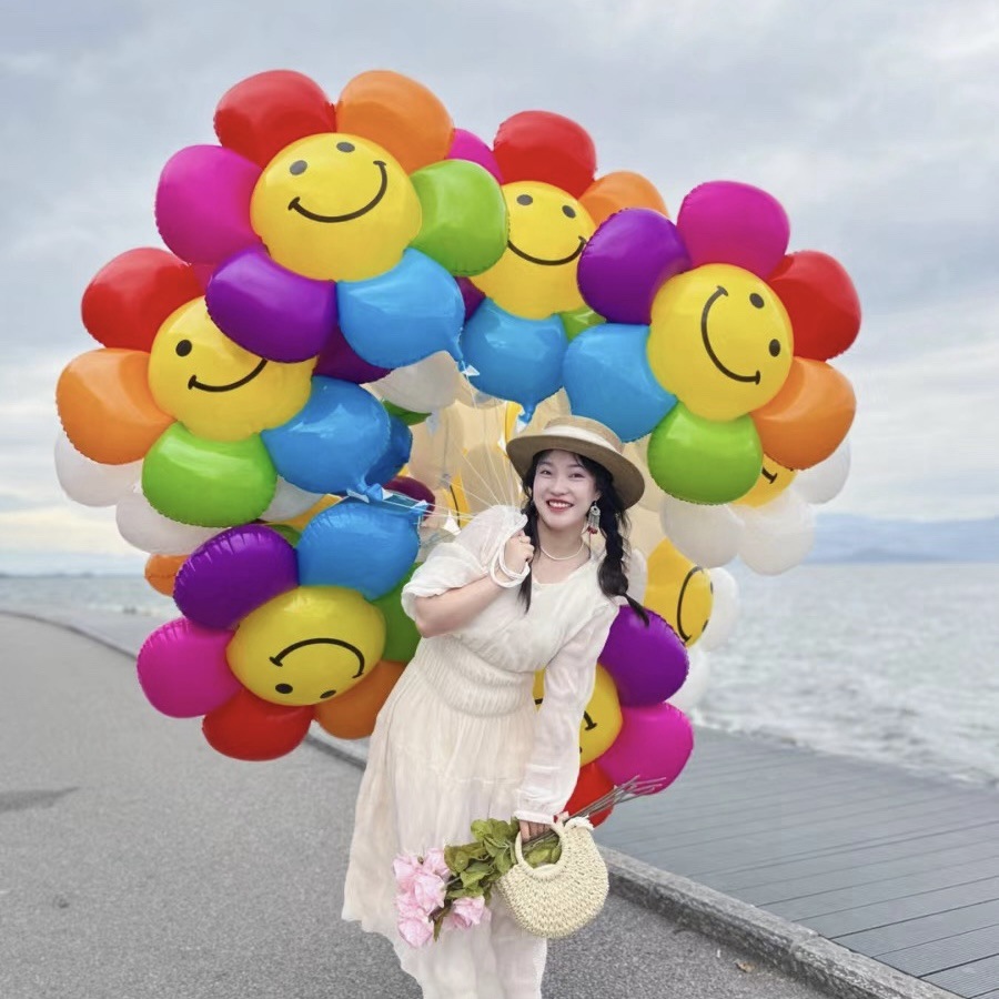Instagram large white colorful Daisy sunflower aluminum film balloon outdoor picnic wish release photo balloon