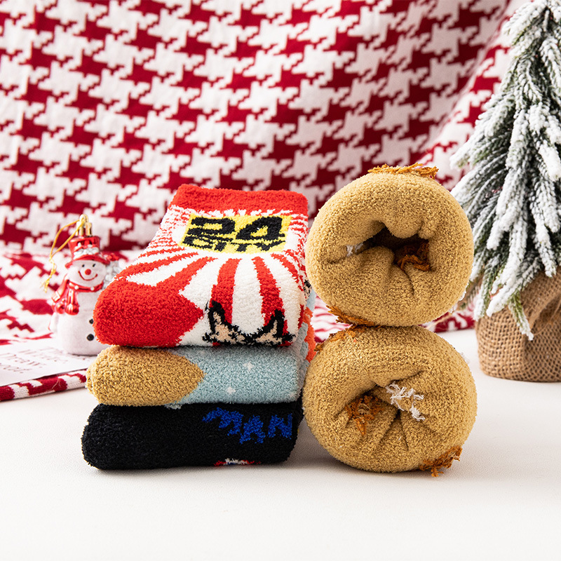 Autumn And Winter Coral Velvet Socks Women Add Velvet Thickening Home Floor Tube Coral Velvet Warm Hair Sleep Socks details Picture