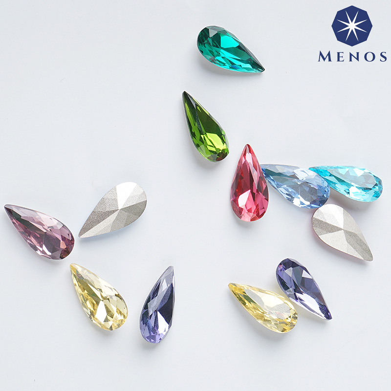 Factory direct sales of K9 pointed-bottom teardrop jewelry, diamond-encrusted nail art, irregular DIY accessories, glass material wearable nails
