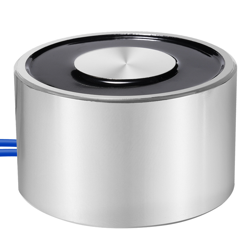 圆形吸盘式电磁铁DC12/24V起重吸铁 圆形微小型强力直流电磁铁白底实物图