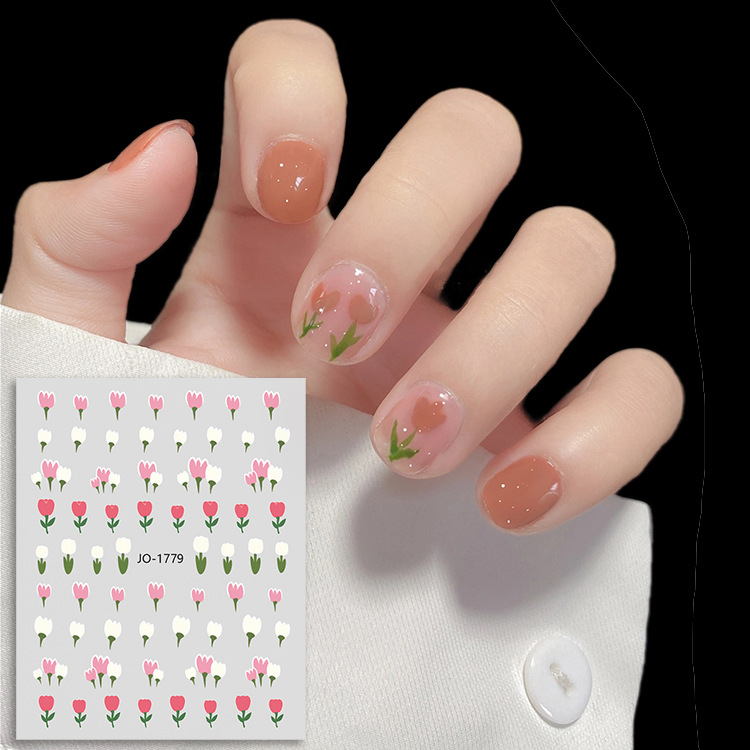 Internet-famous tulip nail waterproof stickers, small flower stickers, petal and leaf decorations, self-adhesive nail stickers, shanilak Application Scenario