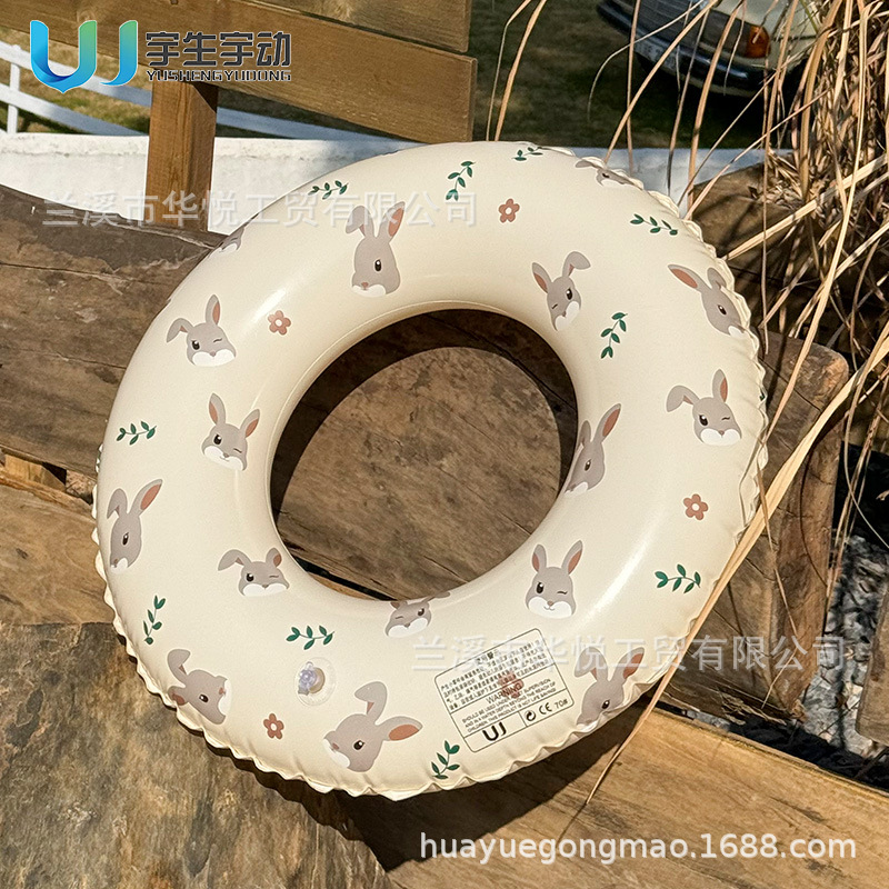 24 New Cartoon Printed Swimming Ring Bear Children Baby Inflatable Underarm Ring Adult Rabbit Swimming Ring Wholesale details Picture