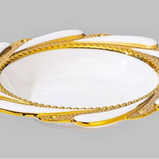 Wholesale of light luxury ceramic tableware sets, high-end gold-plated plates with gold edges
