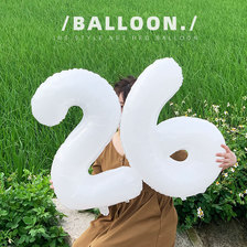INS网红气球森系DIY白色32寸数字铝膜气球派对装饰飘空氦气球批发