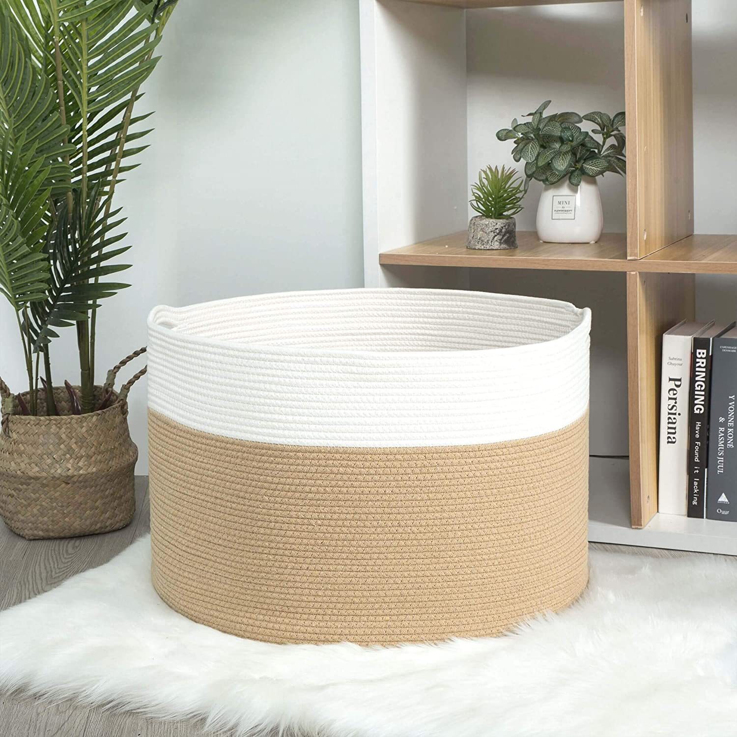 Storage Basket Woven Basket Storage Basket Cotton Rope Storage Closet Storage Basket Storage Basket Cotton Linen Folding Basket details Picture