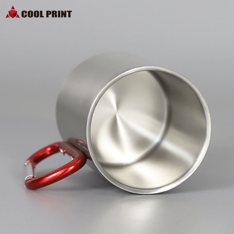 Wholesale of heat transfer printing mountaineering cups, stainless steel camping cups, portable creative DIY lock cups for outdoor sports and travel Application Scenario