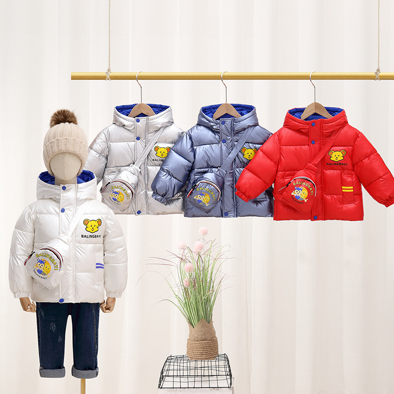 New autumn and winter children's thickened short cotton-padded clothes, boys' and girls' backpack-style multi-color cotton-padded clothes, small children's and baby winter wear
