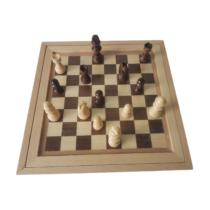 工厂定制国际象棋九子棋骨牌国际跳棋木皮棋盘榉木棋盒五合一套装