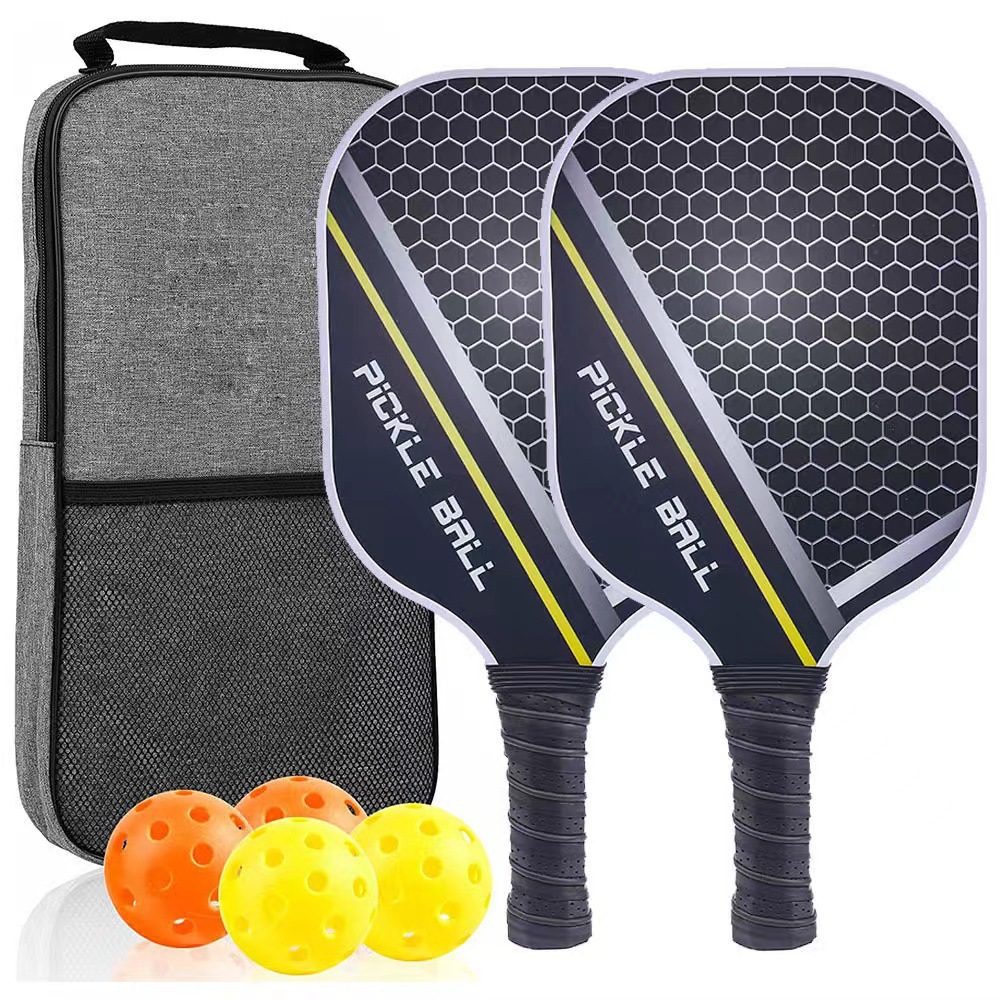 pickleball carbon fiber racket, fiberglass wood racket set, professional logo sample making for Pickleball details Picture