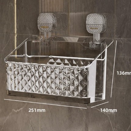 Wholesale of wall cosmetics storage shelves, bathroom storage racks, bathroom and toilet wall-mounted products without drilling, cross-border Specification drawing