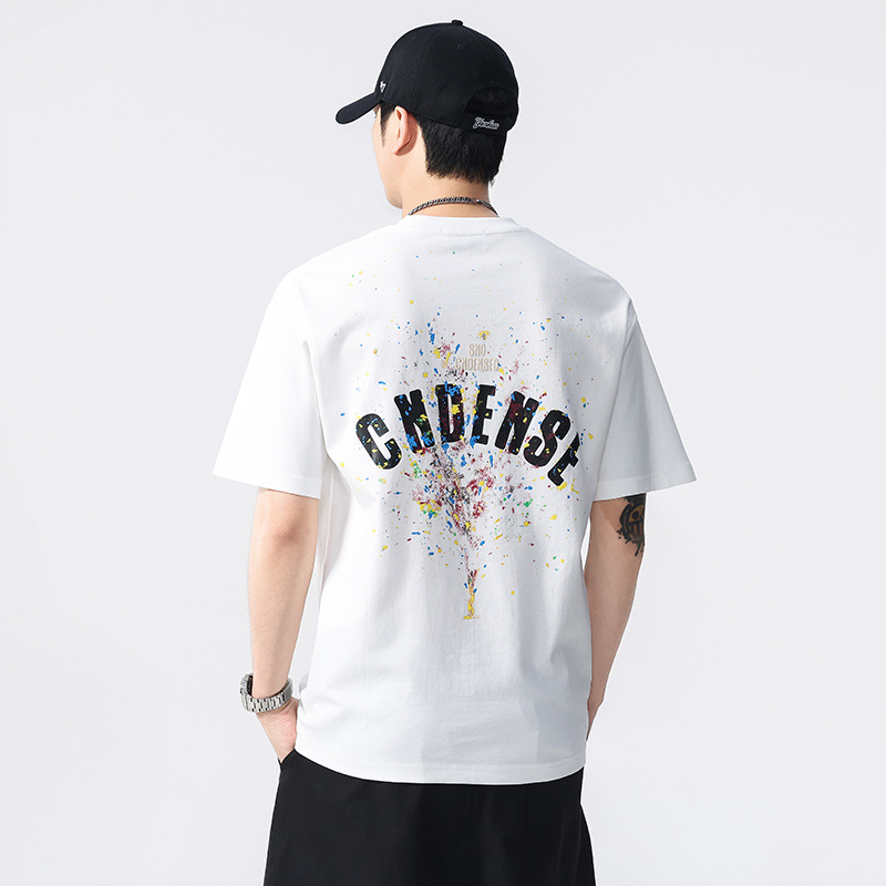 Summer new graffiti painting loose short-sleeved T-shirt for men 2025 Thin casual printed half-sleeved T-shirt Application Scenario