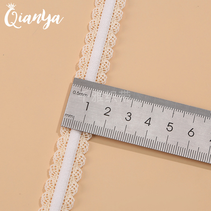 1.5Cm Black And White Bilateral Nail Teeth With Two-Color Elastic Ribbon Clothing Collar Lace Shower Cap Elastic Wholesale details Picture