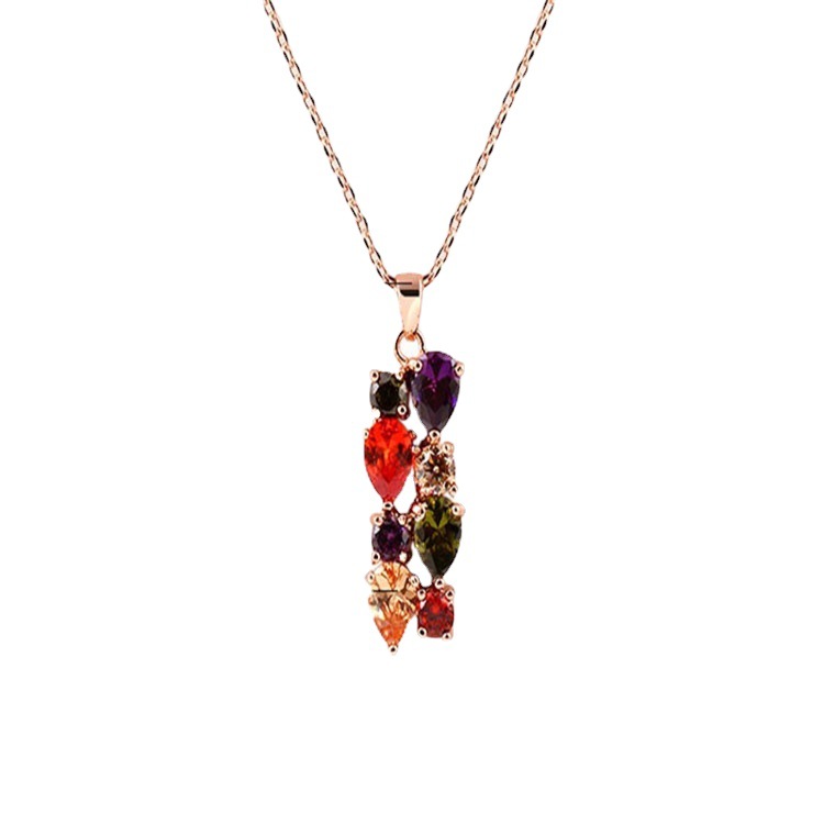 Three-piece jewelry set for brides: Mona Lisa, colorful and shiny zircon necklace, earrings, ring and jewelry set Specification image