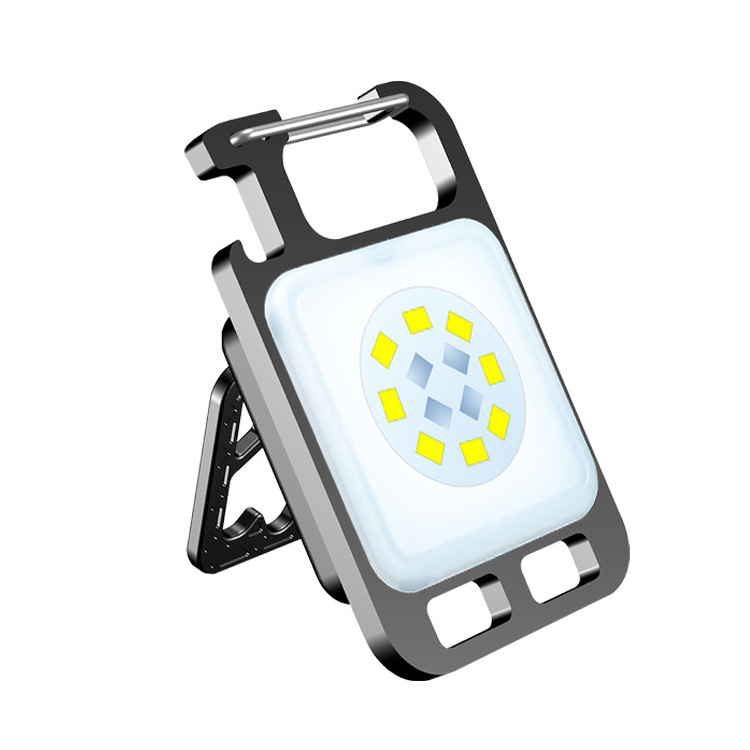 跨境热销钥匙扣灯多功能工作灯磁吸工作灯红蓝闪迷你小强光手电筒