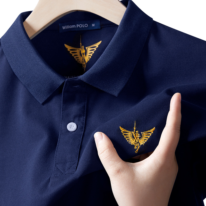 WilliamPOLO antibacterial high-end short-sleeved Polo shirt with embroidered logo, simple business lapel T-shirt, short-sleeved for men Specification image