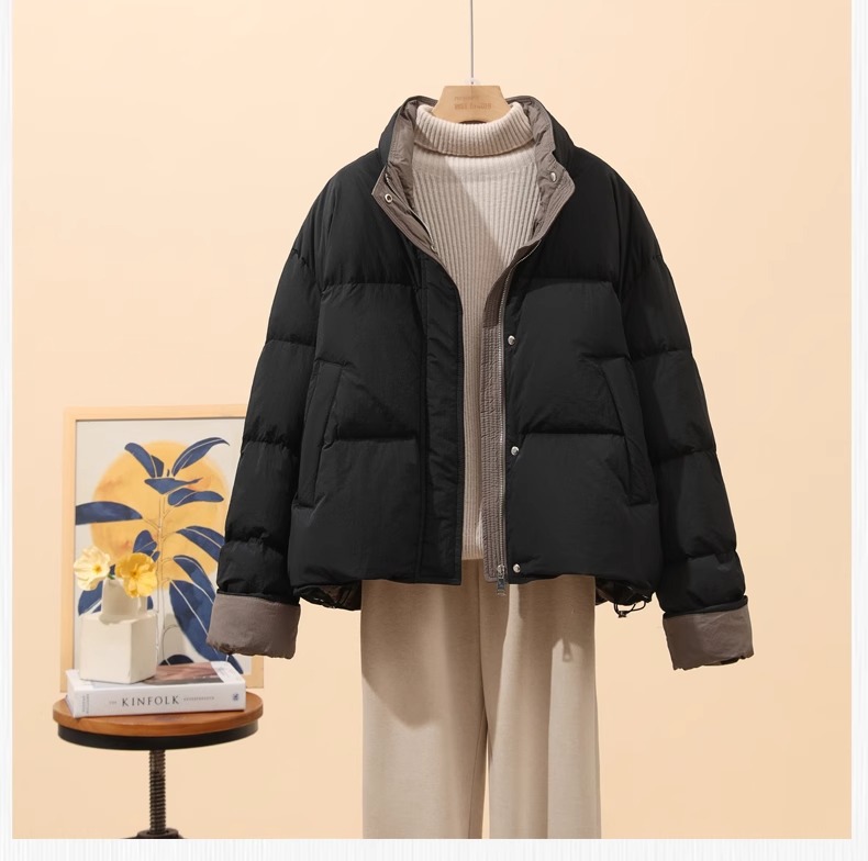 2025冬季时尚糖果色新款羽绒服女士短款拼接色小个子面包外套详情16