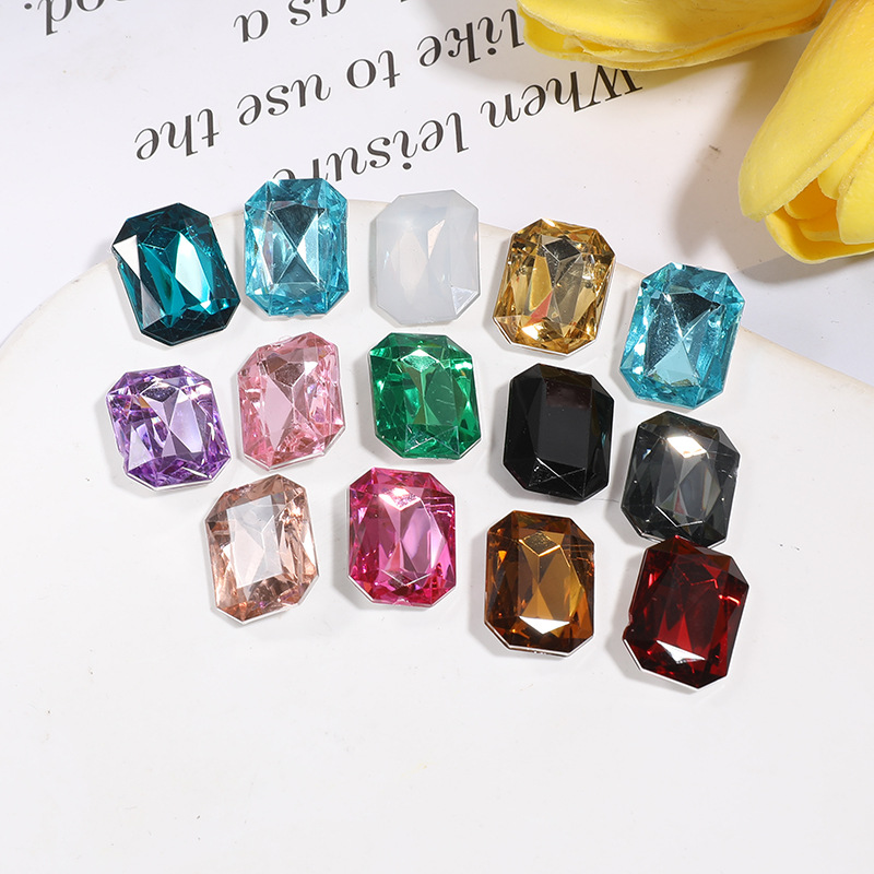仿台湾平面尖底长方八角亚克力钻 手缝鞋扣项链爪钻透明麻将diy钻