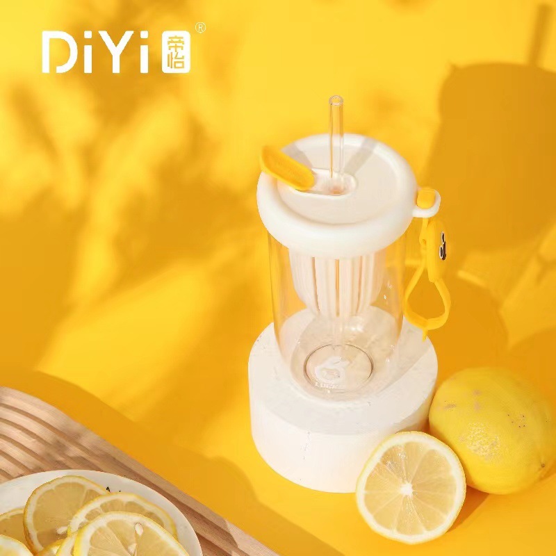 Diyi New simple Lemon Cup 500ML pc material cold green multi-color straw cup manufacturer wholesale Specification image