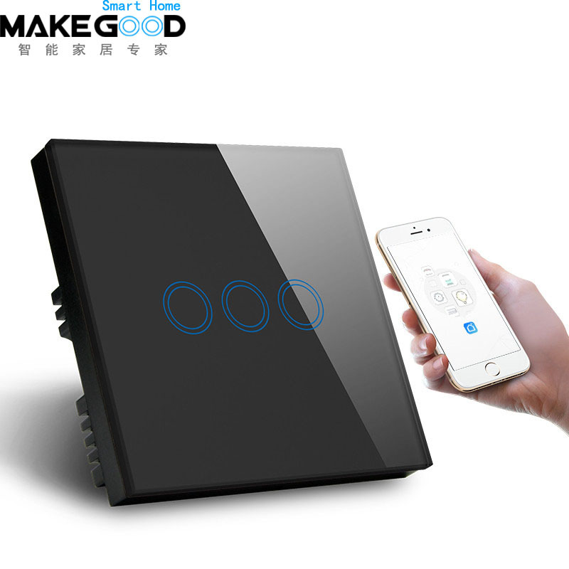 ويفتح مفتاح التبديل WiFi 3 مقبس اللمس من السلسلة 86 من مفاتيح التبديل على جدران Wifi عن بعد بهاتف أحادي التحكم details Picture