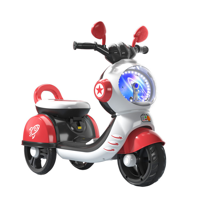 Children's electric motorcycle in the shape of an astronaut, a toy stroller for babies aged 1 to 5, with three wheels that can be remotely controlled Item Picture