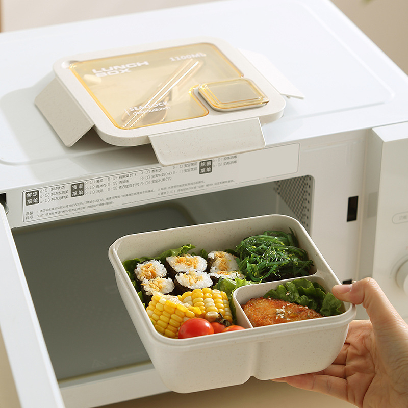 Japanese-style wheat straw water cup, oat cup, insulated lunch box, lunch box, student tableware for work, hand-held set Application Scenario