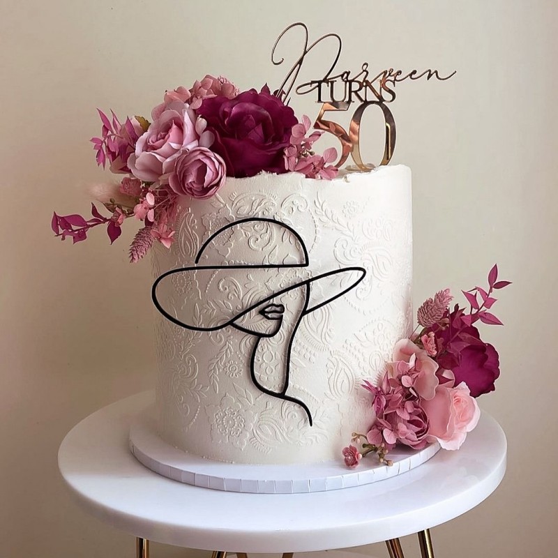 Cross Border Ins Wind Small Face Acrylic Cake Decoration Minimalist Woman Face Art Cake Side Decoration Application Scenario
