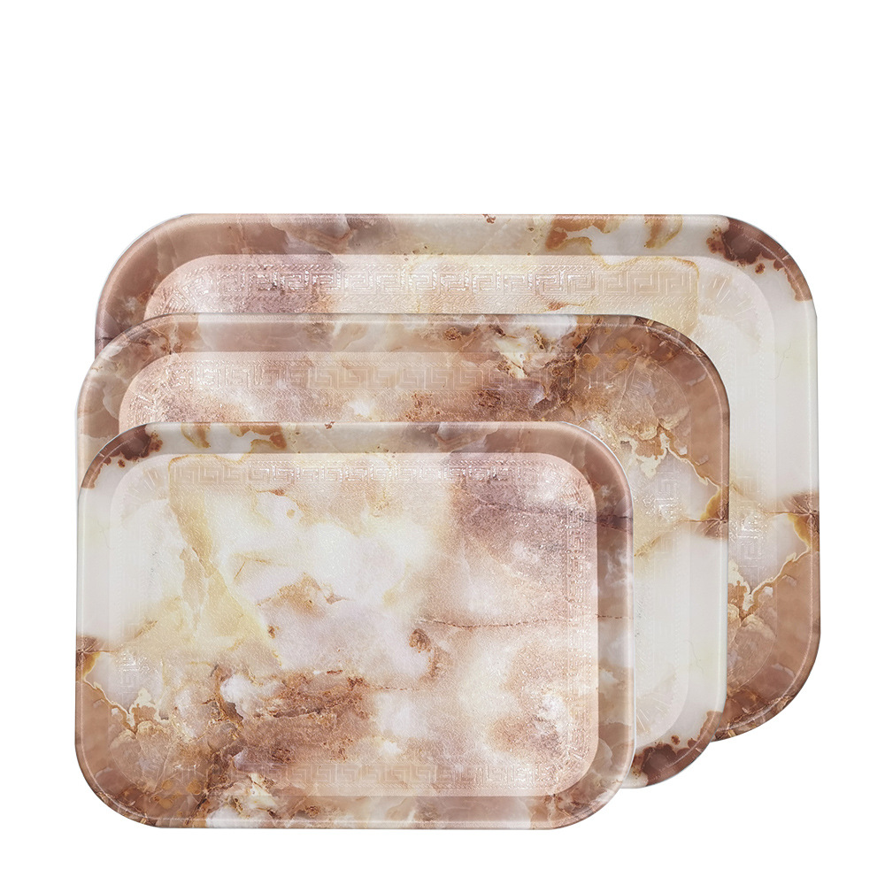 Marble Tray Oval Creative Tea Tray Food Melon Seeds Fruit Storage Tray Plastic Household Hotel Tray Batch details Picture