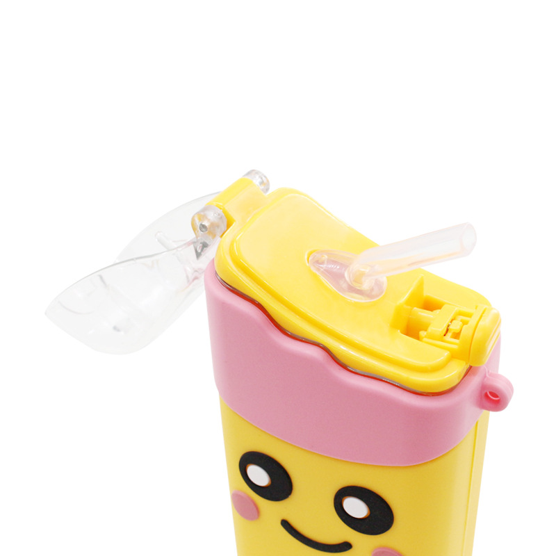 Cute cartoon mini small-capacity ice cream plastic cup, outdoor bouncing cup, children's water cup, backpack, double-layer straw cup details Picture