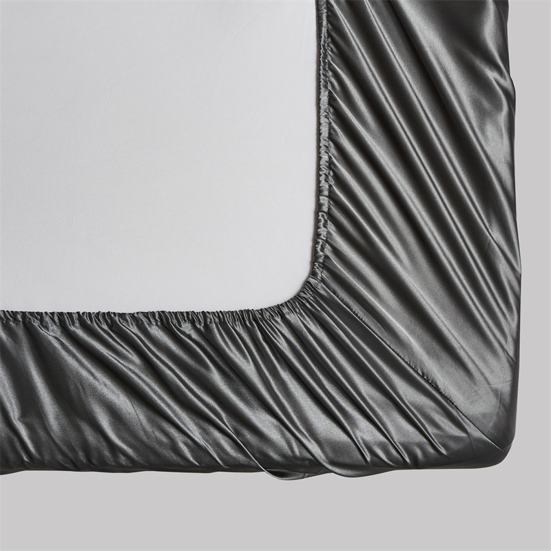 Cross-Border Amazon Selling Silk Color Fitted Sheet Satin Cool Bed Cover Mattress Cover Specification drawing