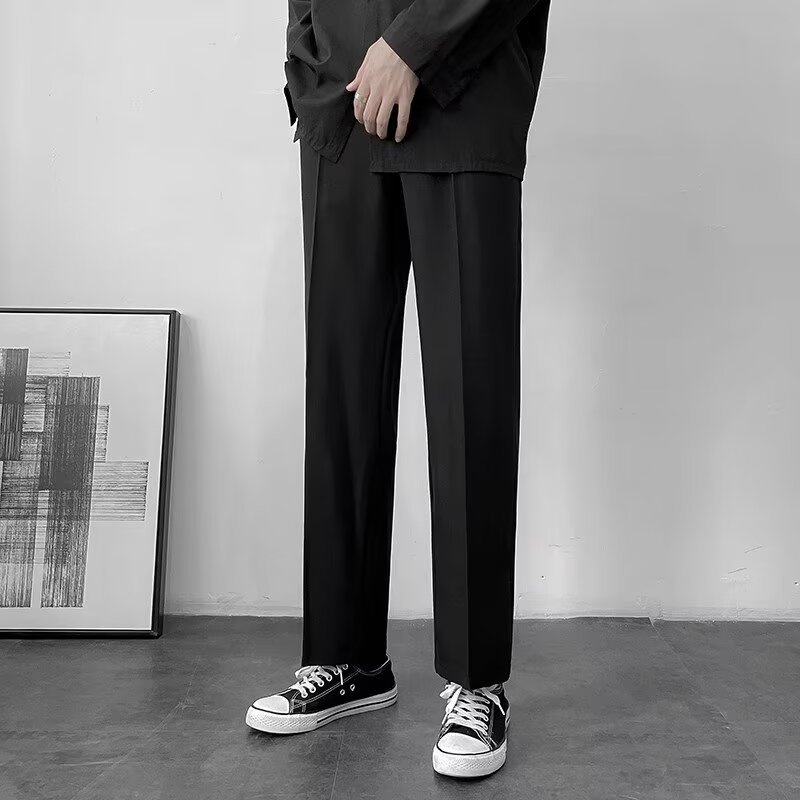 The new men's mini dress pants for autumn and winter have a slim and form-fitting nine-inch suit pants and casual long pants. They are versatile for men in 2024 Specification image