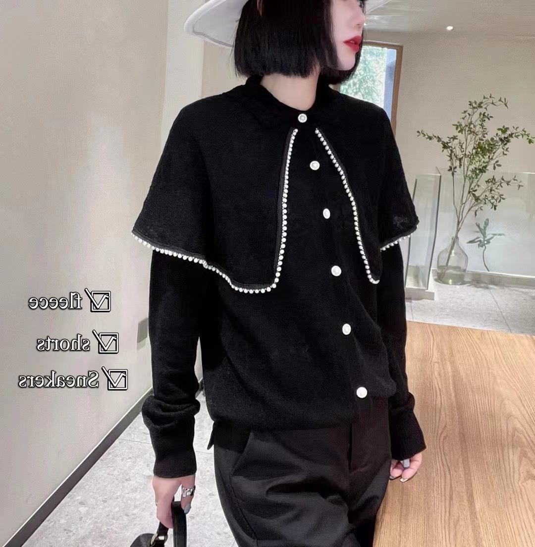 European pearl-trimmed cape lapel knitted cardigan women's lace sweater coat is fashionable, stylish and makes you look younger Application Scenario