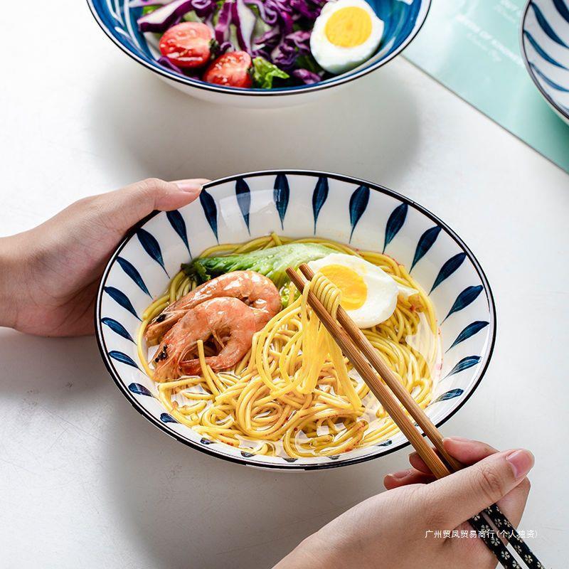 Wzr Tableware And Dish Set Net Red Ceramic Creative Japanese Style Noodle Bowl Household Bowl Chopsticks Moving Bowl Underglaze Color Thousand details Picture