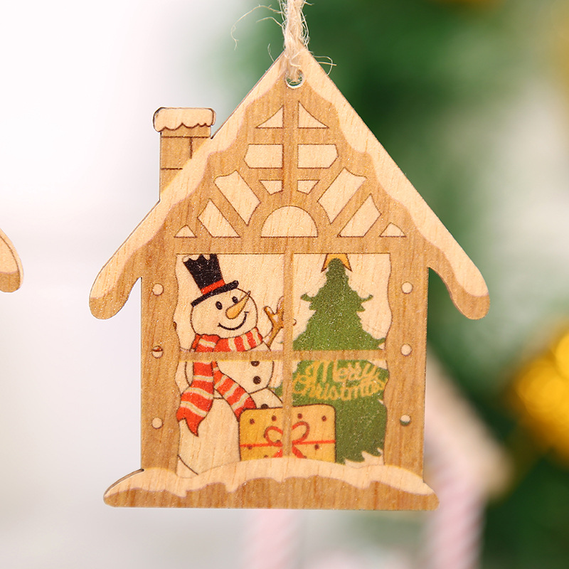 新款圣诞装饰品 创意木质彩绘圣诞小树装饰挂件 圣诞节小木牌批发详情图4