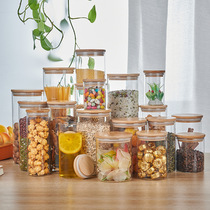 Manufacturers wholesale high borosilicate glass sealed cans bamboo lid tea cans transparent storage cans candy cans kitchen storage cans