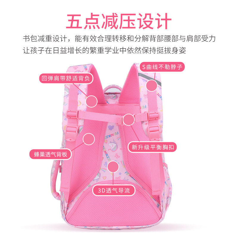 New Rainbow Schoolbag For Primary School Students Multi-Layer Large Capacity Girls Backpack Lightweight Load Protection Spine Children's Schoolbag Item Picture