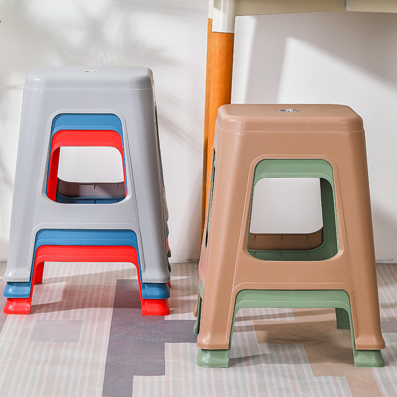 家用椅子简约高凳子可叠加方凳塑胶成人板凳加厚塑料凳子批发凳子图