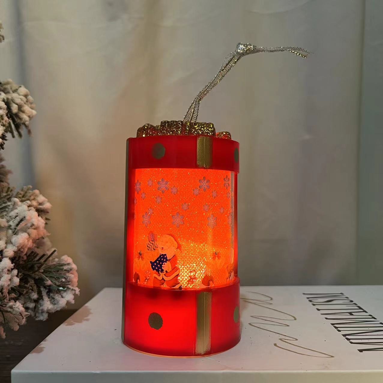New Christmas Gift Led Light Dusting Gold Powder Gift Box Package Creative Gift Decoration Small Wind Light Small Night Light Specification drawing
