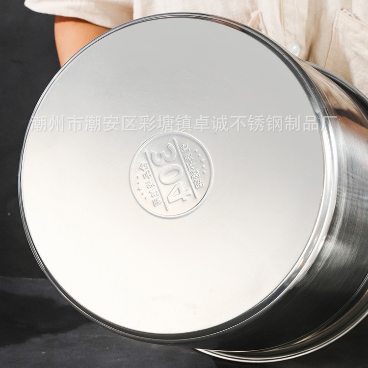 Cross-border thickened non-magnetic stainless steel oil bucket Multifunctional bucket water brine soup ice bucket with lid dust proof worm round bucket Specification drawing